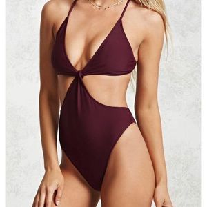 Forever 21 maroon cut out one piece swim